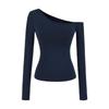 Women's Spicy American One-Shoulder Long-Sleeve Padded Crop Top - Autumn 2025