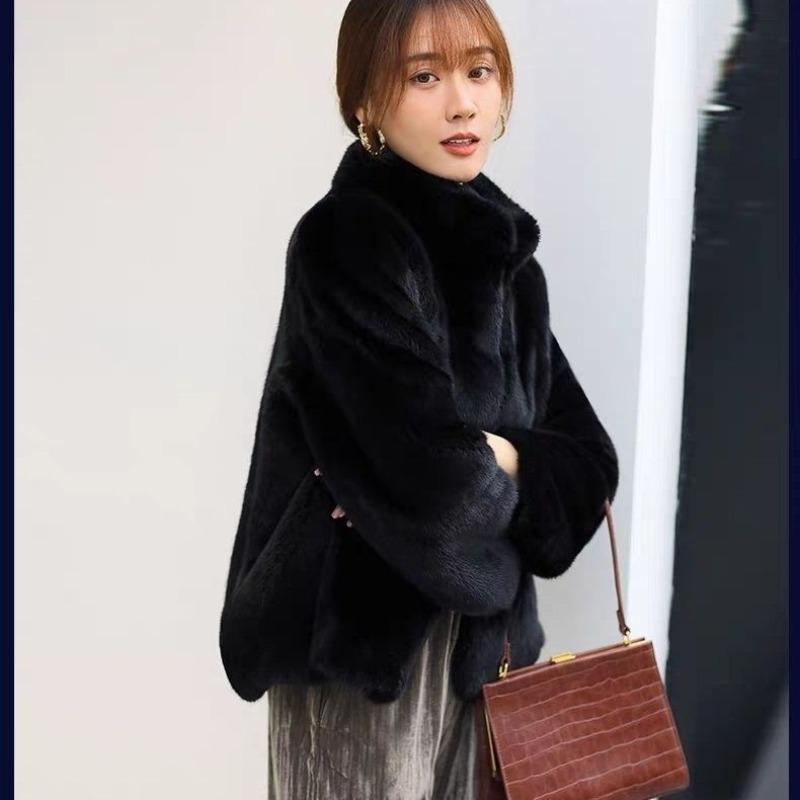 Imitation Mink Fur Coat Women's New Loose Stand-up Collar Thin Long-sleeved Imitation Rabbit Fur Thickened Mink Coat