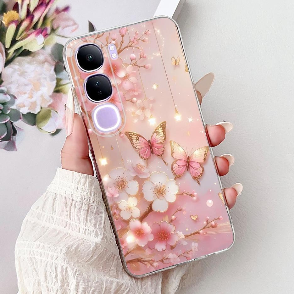 For Vivo Y200 5G Case Vivo V40 Lite Beautiful Butterfly Painted Cover Soft Slim Phone Case For Vivo Y300 Y 200 V40Lite 5G Bumper