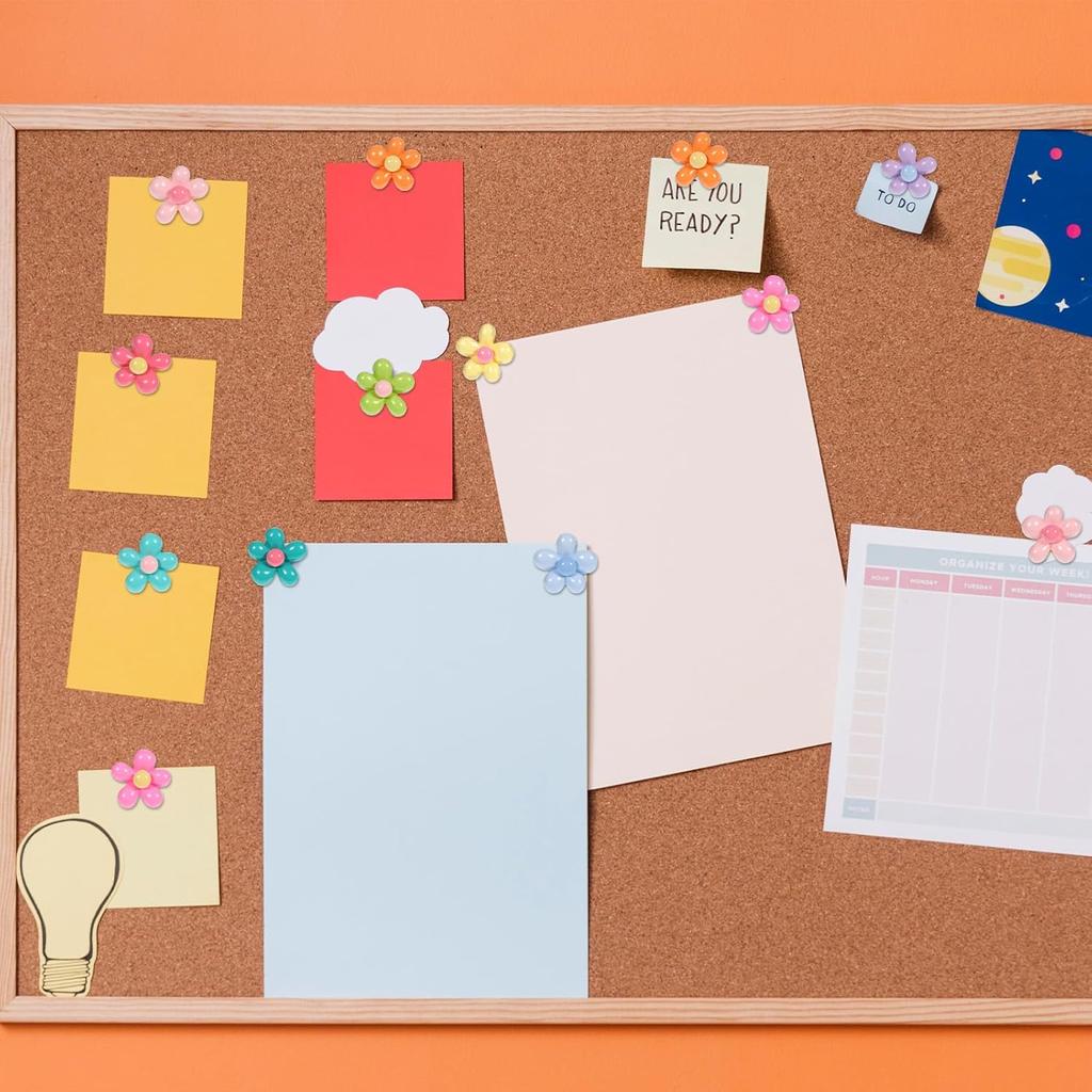 50 Pcs Flower Push P Colorful Cute Thumb Tacks Bulletin Board Tacks Flower Decorative Push P and Tack for Office Decorative, CorkBoard