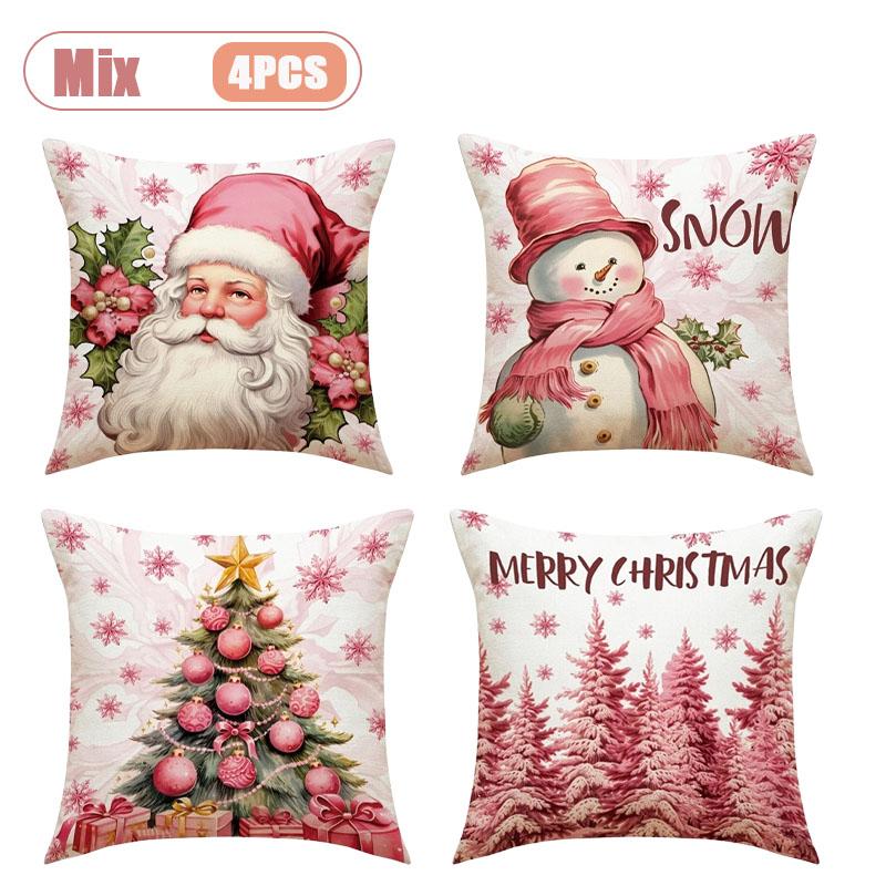 1-5PCS Festive Christmas Pillow Cover Decorative Cushion Case Holiday Sofa Accent Cover for Living Room Winter Party Home Decor