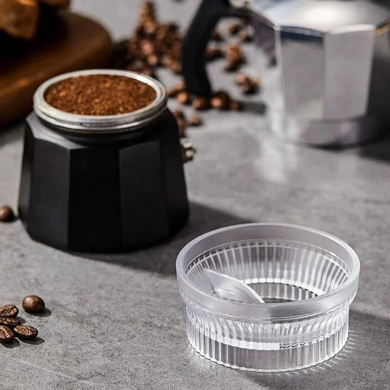 2/3/4/6 Cup Moka Pot Tamper Rotating Powder Dosing Ring Round Coffee Anti-Flying Powder Distributor Leveler Coffee Accessories