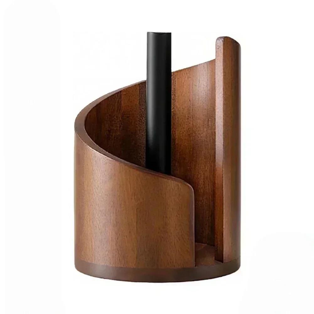 

Kitchen Paper Towel Holder with Wood Round Base and Iron Rod for Countertop Use Fits Large Paper Rolls 11 5 by 8 25