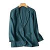 Women's Casual Linen Blend Blazer Long Sleeve Lightweight Open Front Suit Jacket