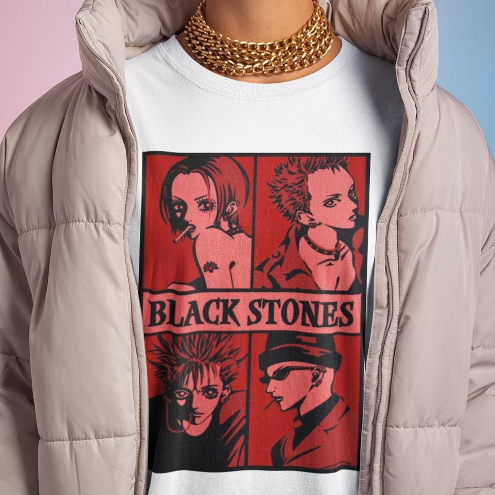 Black Stones Nana Anime Shirt - Manga Cosplay Graphic Tee S