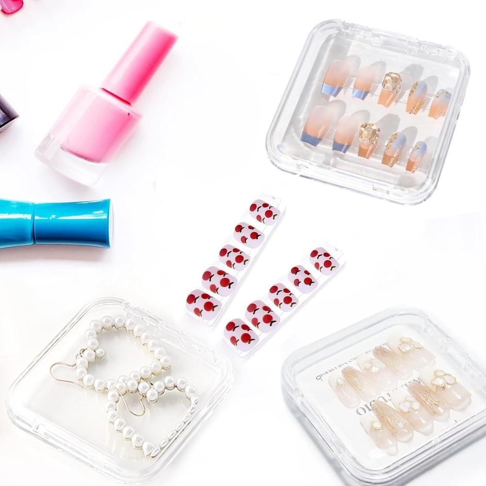 1set Nail Display Box And 1set Of Accessories Acrylic Nail Display Box With Double Sided Tape For Press On Nails Storage Case