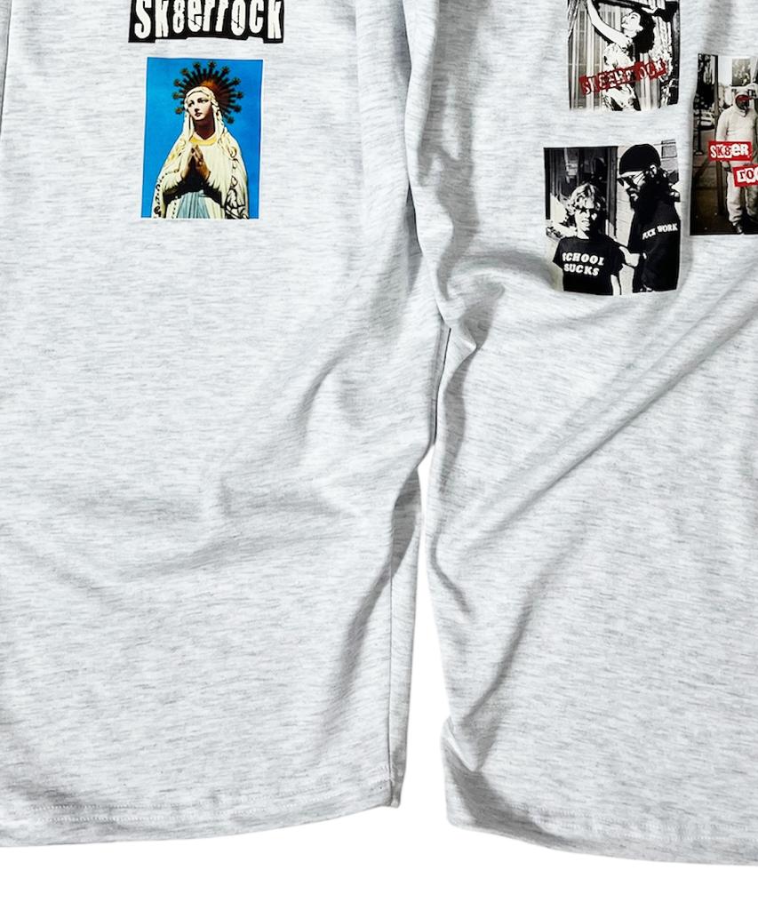 SK8ER ROCK Old Photo Sweat Wide Pants ((White Melange))