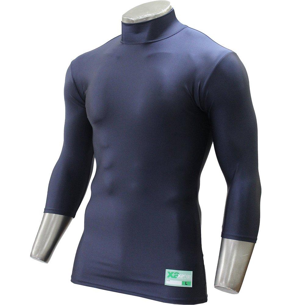 XANAX Baseball High UPF Made In Japan Undershirt, Neck, 3/4 Sleeves, 50+, BUS-621, D.Navy, Medium,