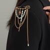 Fashion Pearl Multi-layer Chain Tassel Brooch Hip Hop Lapel Pins for Women Decorative  Clothing Accessories Jewelry Gifts