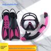 Adult Snorkeling 3-in-1 Set, Diving Mask Dry Snorkel Fins, Professional Snorkeling Gear for Swimming Travel