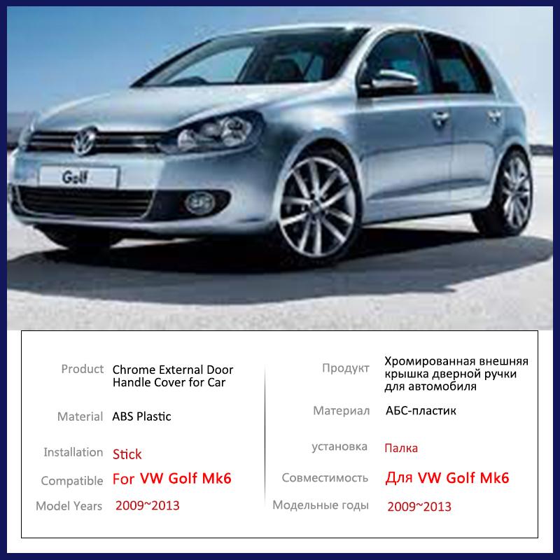 Car Chrome Door Handle Cover for Volkswagen VW Golf 6 MK6 2009 2010 2011 2012 2013 Accessories Protective Styling Stickers Trim