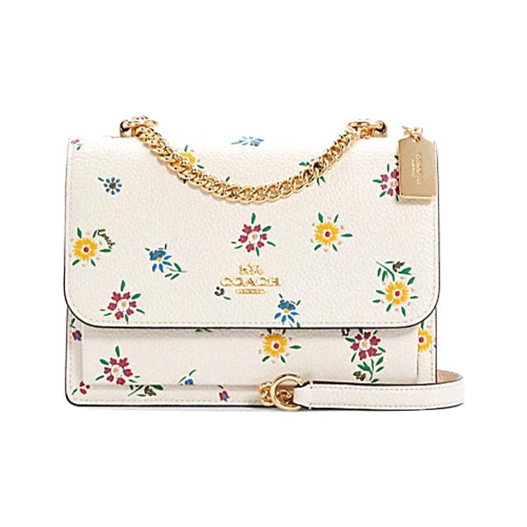 

Coach Klare 21 Floral Print Flap Chain Leather Accordion Shoulder Crossbody Bag Small Women bags White C4090-IMCAH Basic Set (Bag+Dust Bag)