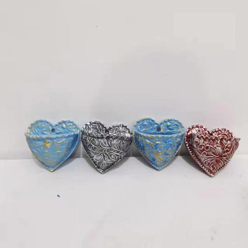 Retro Heart-shaped Succulent Resin Flower Pot Wall-mounted Succulent Display Set, Green Plant Flower Container, Resin Wall Decoration