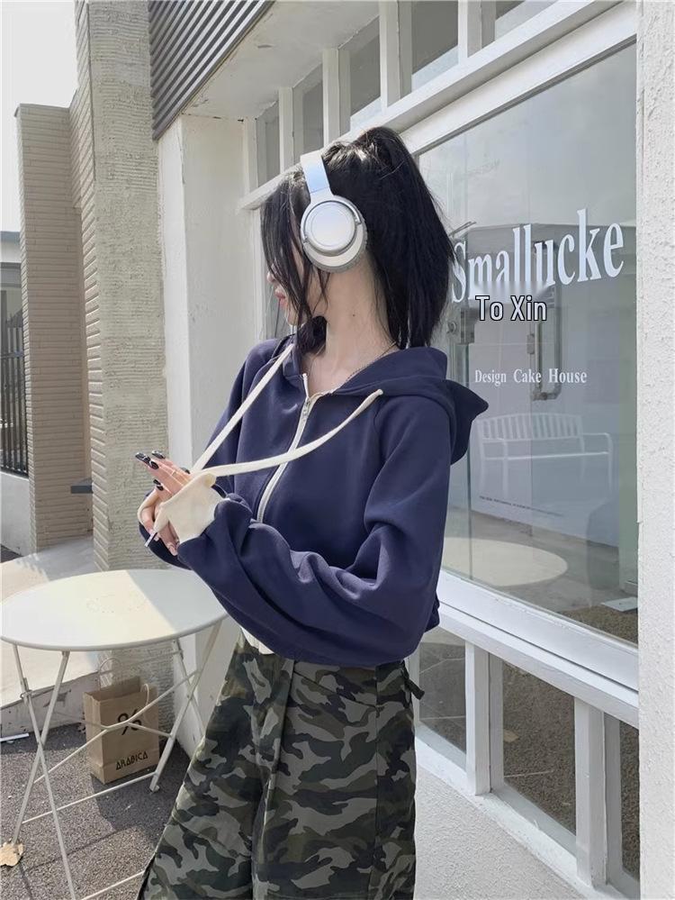 Korean College Style Loose Long Sleeve Cardigan Hoodie Women's Jacket - Autumn/Winter 2023