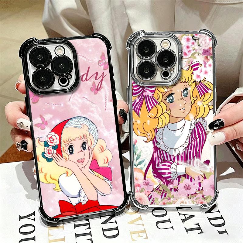 Anime Candy Candy Plating Phone Case For Iphone 16 17 Pro Max Air 16E 14 15 Plus 12 13 Mini Anti-Fall Airabag Cover