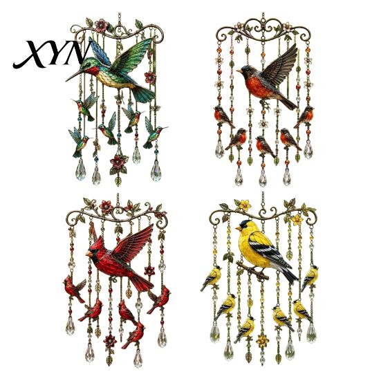 Outdoor Wind Chime Decor Graceful Bird Chimes, Chimes for Outside, Metal Sun Catcher Decoration Hanging Suncatchers with Crystal Pendants Garden Yard