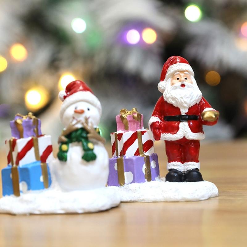 Colorful Snowman Figurine Resin Decoration for Holiday Decors Christmas Snowman Display for Mantles Window Sill