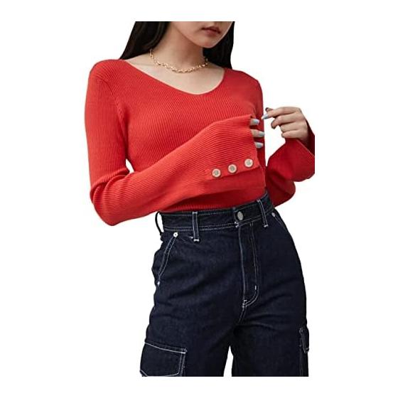 [AZUL by moussy] Knit 2WAY SLEEVE BUTTON RIB KNIT Women s 250GSC70-248C