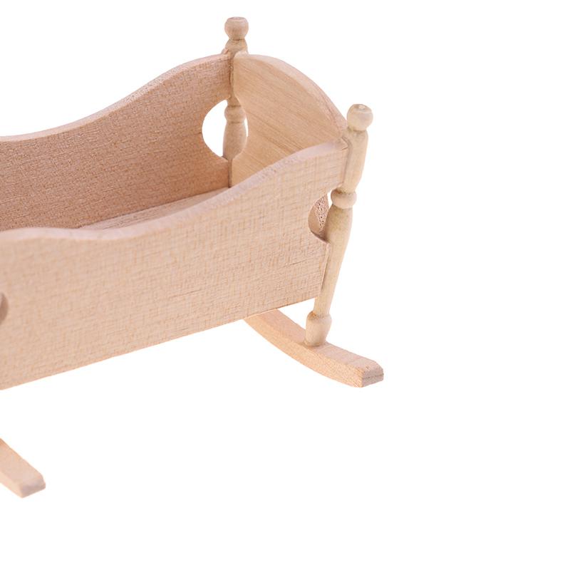 1:12 Puppenhaus Miniatur Holz Baby Wiege Bett Rollenspiel Möbel Dekoration