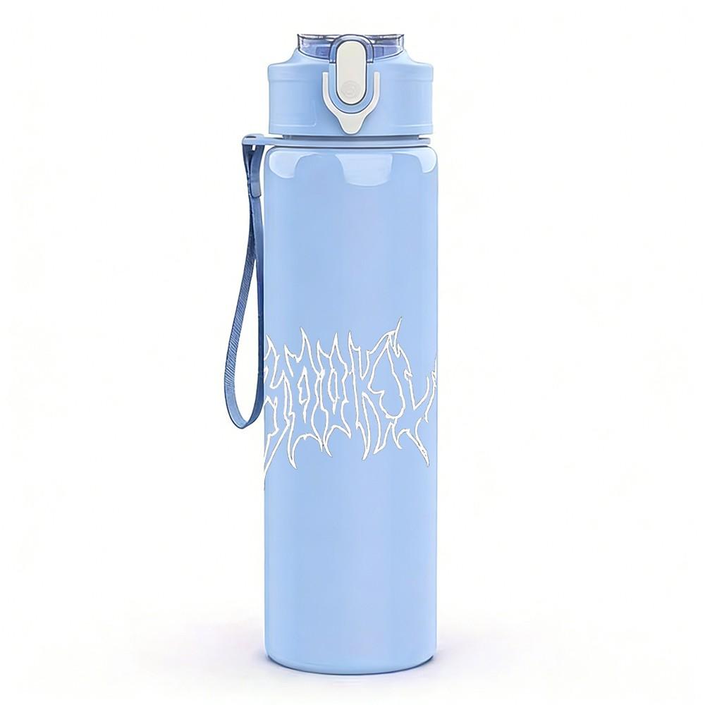 1PC Death Metal Band Text Font Print 750ml Color Plastic Sports Water Bottle Leakproof Flip Straw Lid Suitable for Sports Office Home Use