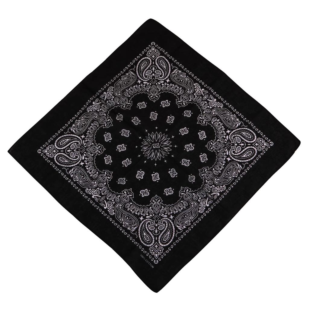 Trifong Bandana Black Paisley Unisex 100% Cotton 55cm X 55cm KC-E