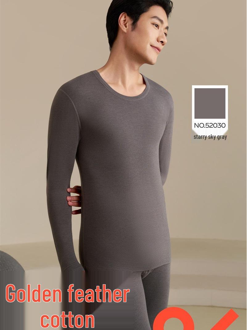 

New Step Warm Gold Feather Cotton Men s Crew Neck Underwear: Soft, High-Elastic Comfort for Autumn and Winter XL