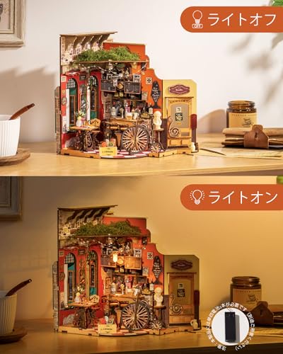 ROBOTIME Miniature House Kit, Dollhouse Kit, DIY Handmade Assembly Model House, Wooden Puzzle, Woodcraft, Interior Decoration, Time-Killing, Relaxing