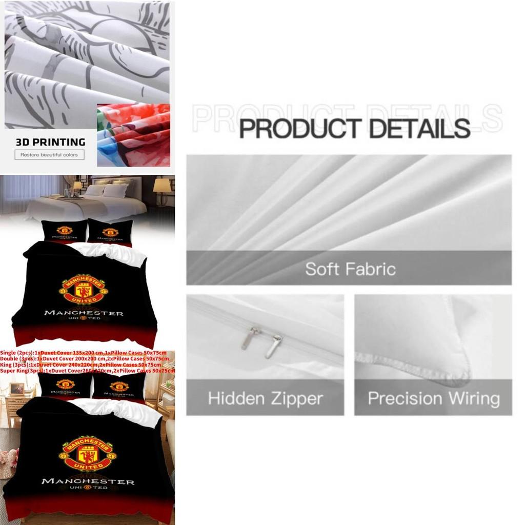 Manchester Pattern Digital Printed Threepiece Bedding Set For Kids And Teens