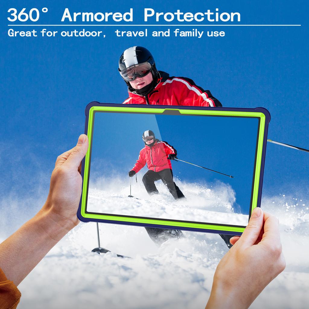 For Samsung Galaxy Tab A9+ Case Kickstand PC + Silicone Tablet Cover with Shoulder Strap