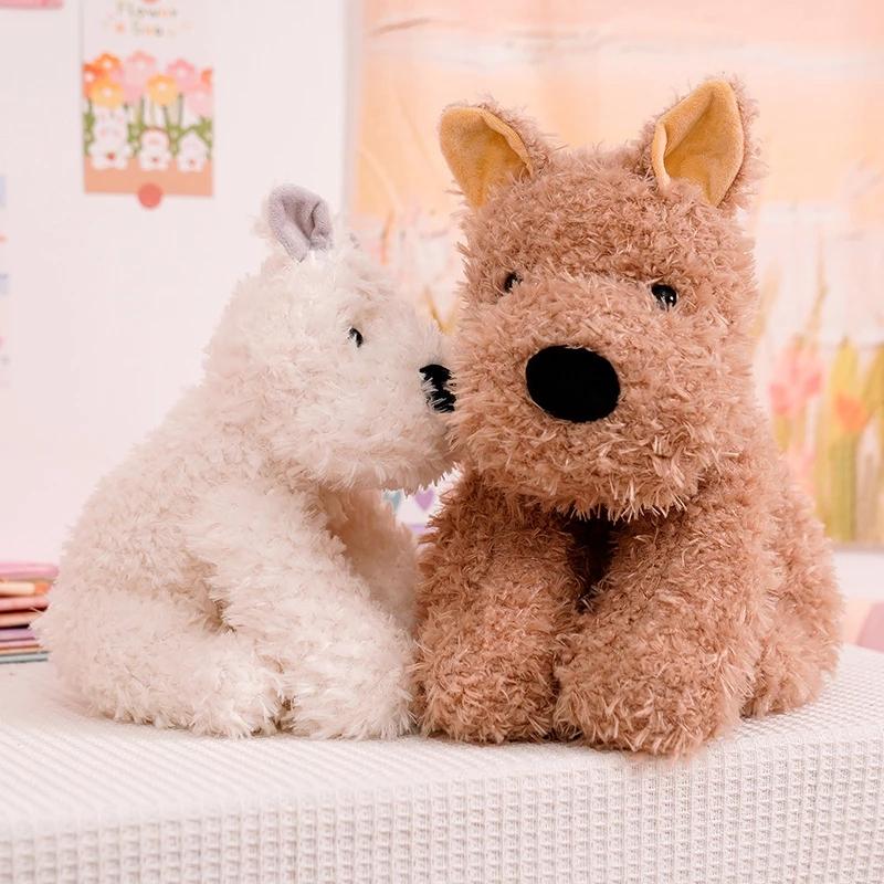 Adorable Fluffy Hair West Highland White Terrier Plushie Soft Puppy Plush Toy Stuffed Lifelike Animals Baby Appease Sleep Doll