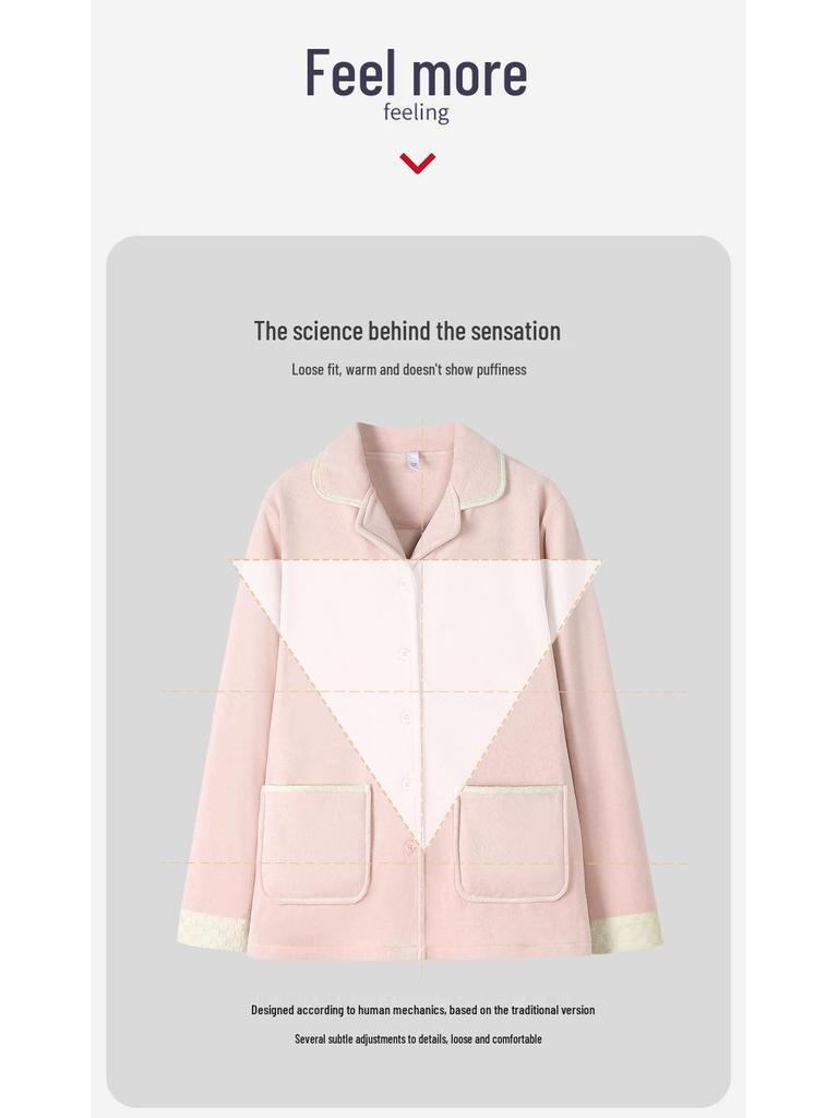 Women's Thickened Coral Fleece Pajamas Set - Long Sleeve, Warm, 2025 New Autumn/Winter Style Homewear