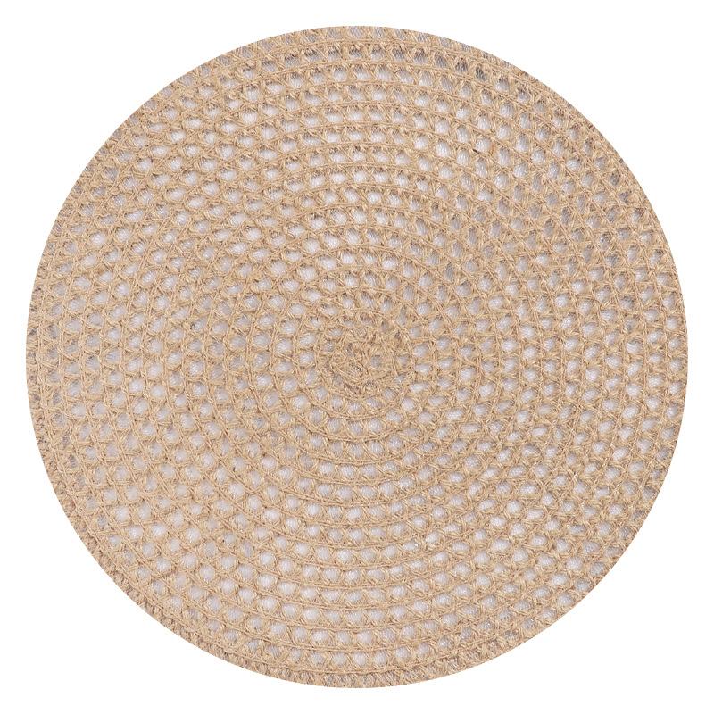 Jute Woven Round Plate Tabletop Heat Insulation Pad, Table Decoration, Western Placemats, Pot Pads, High Temperature Resistant
