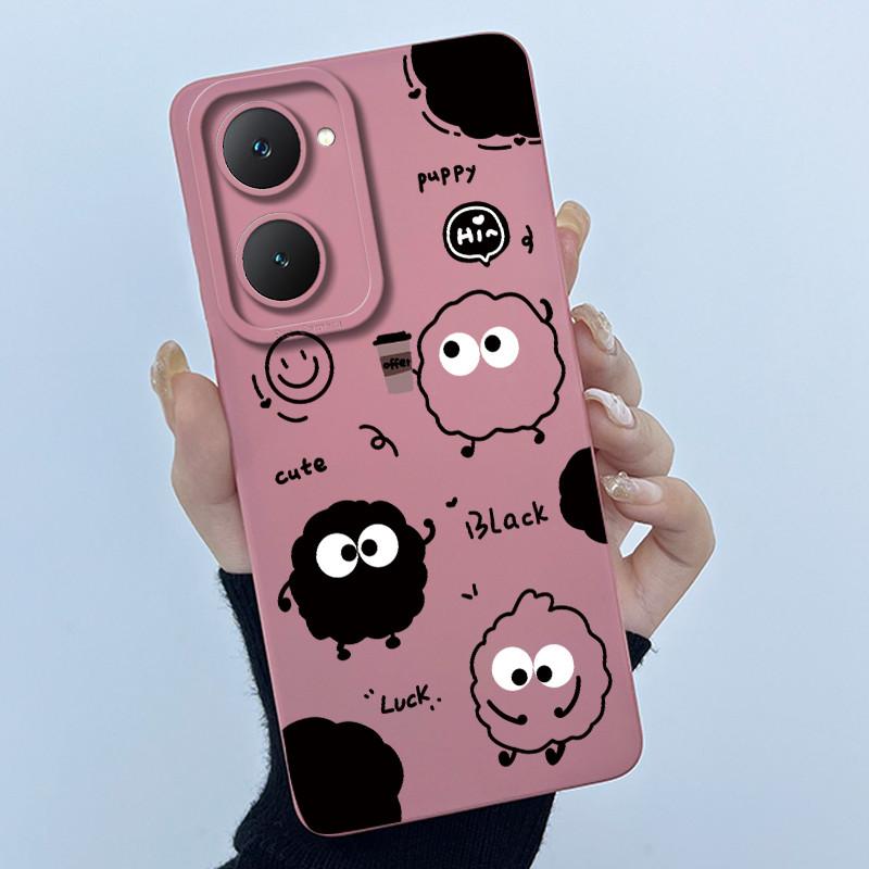 

Для Vivo Y03 Y03T Y18 Y18E Y18S Y17S Y28S Y02 Y02A Y02T Милый Мультяшный Матовый Жидкий Мягкий Силиконовый Чехол-Защита для Камеры Y03 (Y03T)