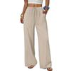 New summer casual women’s drawstring, loose-fitting, slimming, plain-coloured wide-leg trousers