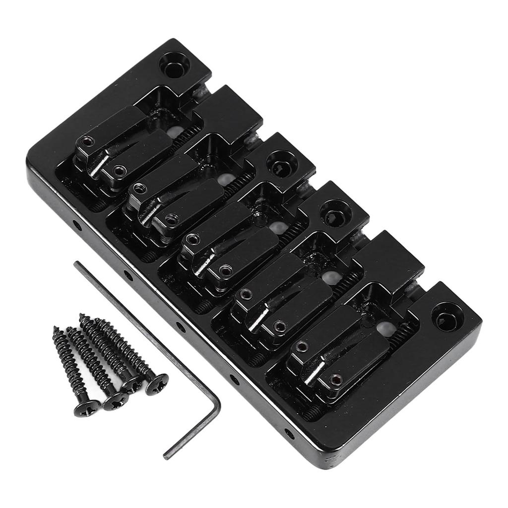 Bass Bridge Flip Top Micro Adjustable 5 String Bass Bridge Replacement for Practice Performance Black
