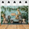 Safari Tropical Jungle Animals Baby 1st Birthday Party Photography Backdrop Wild One Baby Shower Photo Background Photo Studio