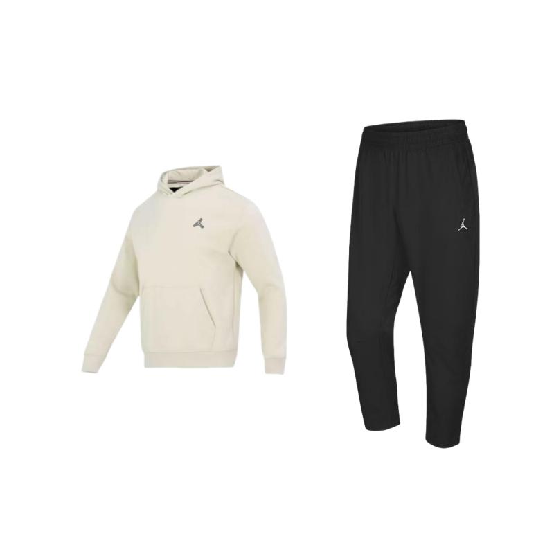 

Jordan Solid Color Logo Print Hoodie And Straight Leg Pants Casual Sports Set Men sets DR3095-010+DQ7467-206 XXL