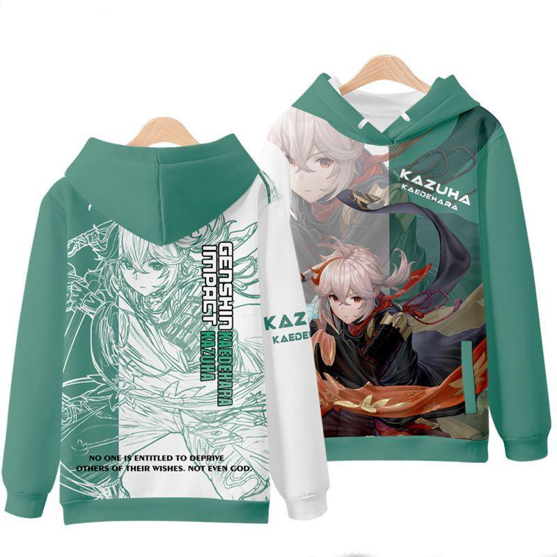 Game Genshin Impact Kazuha Cosplay Hoodies Male 3D Print Anime Sweatshirts Men Women Tracksuit Pullovers Coat Y2k Men's Clothing