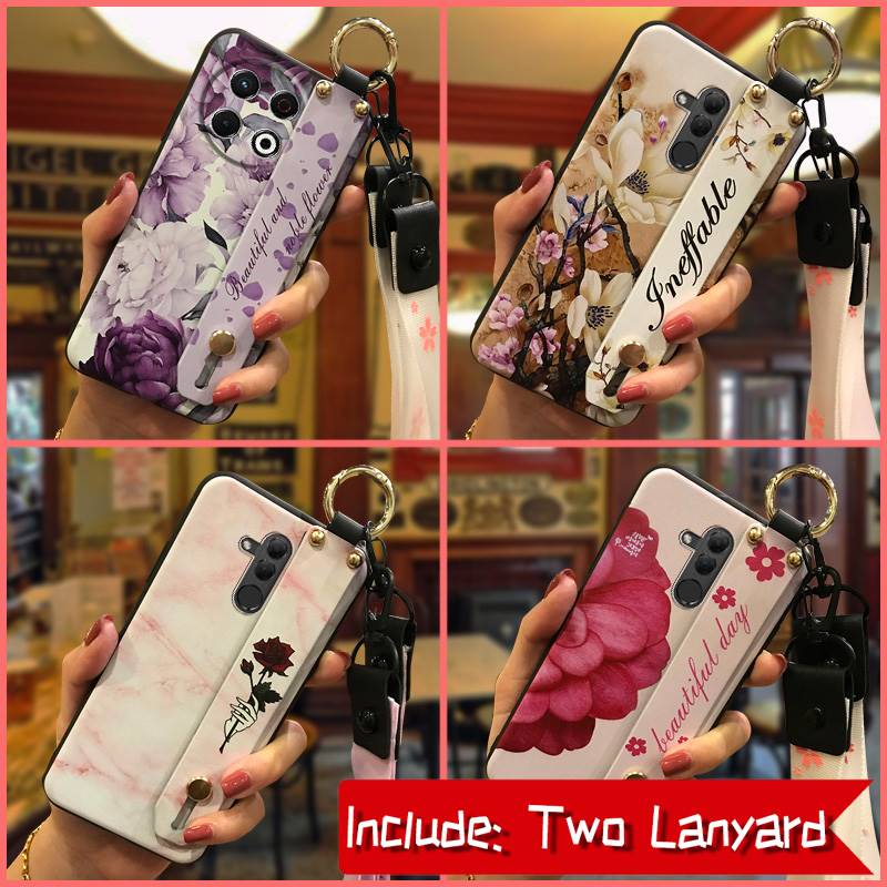 Protective Flower Phone Case For Tecno Spark30 Pro 4G/KL7 Kickstand Dirt-resistant Phone Holder Wrist Strap Back Cover