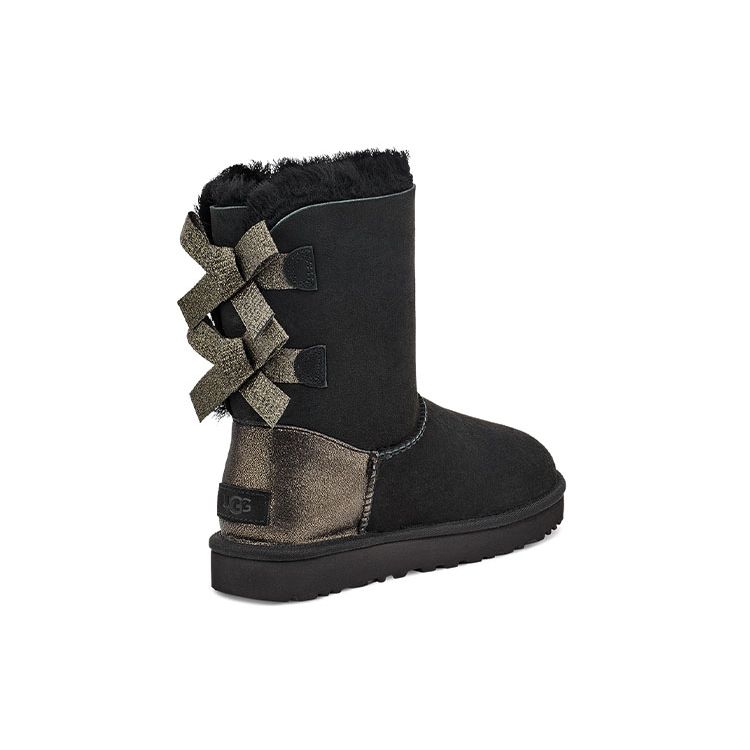UGG Bailey Daim Chaud Baily Nœud Polaire Court Bottes de Neige Femmes bottes Noir 1120884-BLK