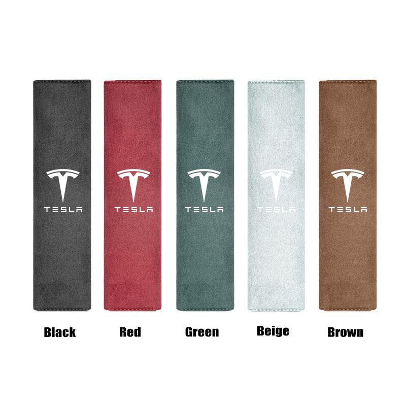

Auto Seat Belt Shoulder Pad Soft Suede Comfort Protector For Tesla All Models 1Pcs Brown