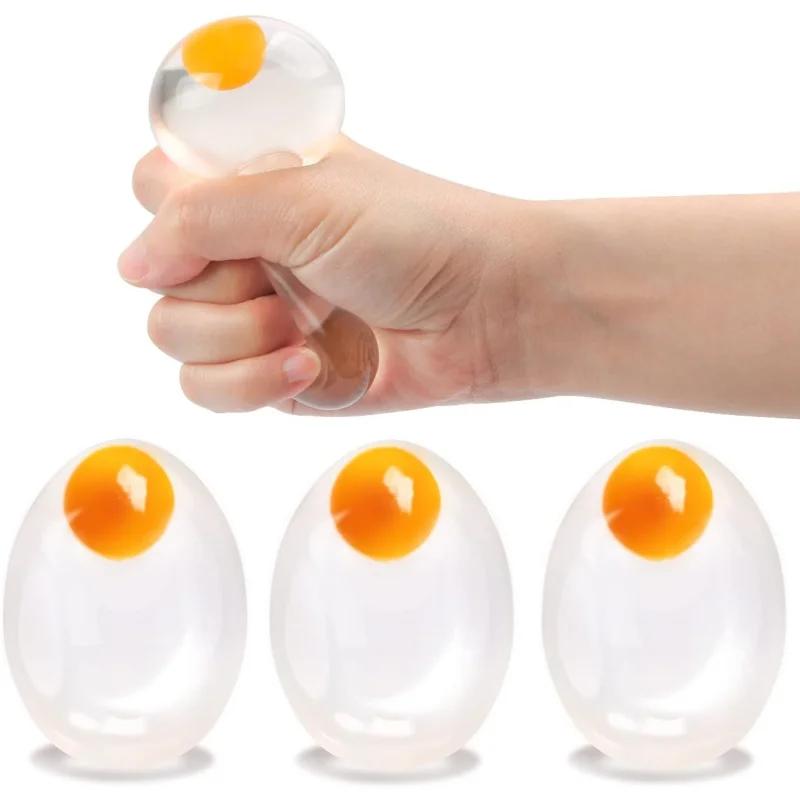 5pcs Funky Egg Squishy Ball Clear Stress Relief Toy for Kids Adults Anxiety Reducer Squeeze Splat Sensory Fidget Toys