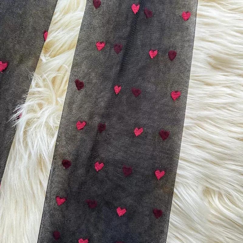 Sexy Black Stockings Tights Women Fashion Heart Dot Bows Print Pantyhose Summer Transparent Mesh Nylon Stretch Seamless Hosiery