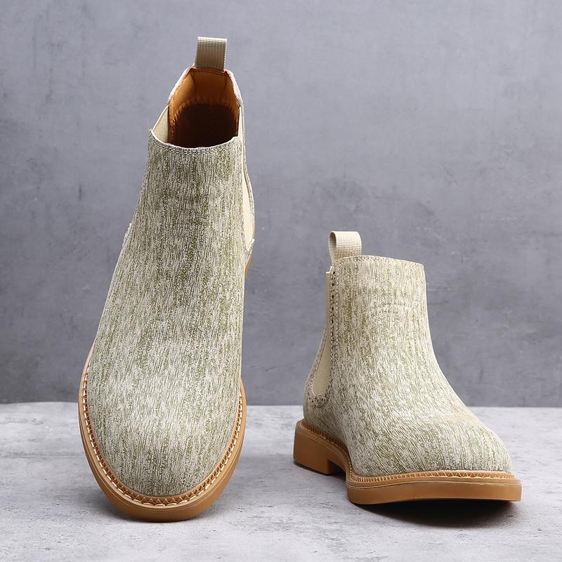 Elegantes Mens Chelsea Boots Pointed-Toe High Top Shoes Classic Leather Slip-On Ankle Boots New Arrival Male Botas Walking Shoes