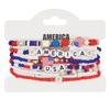 Pack of 6 Fashionable Patriotic Beaded Bracelets Elastic July 4th Jewelry Americans Flag Star Charm Party Accessories