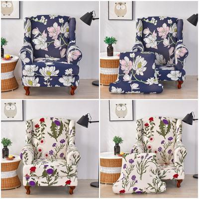 Pokrowiec na fotel Nordic Flower Wing Chair Stretch Spandex Wingback, zdejmowane pokrowce na sofę pojedynczą, ochraniacz na meble