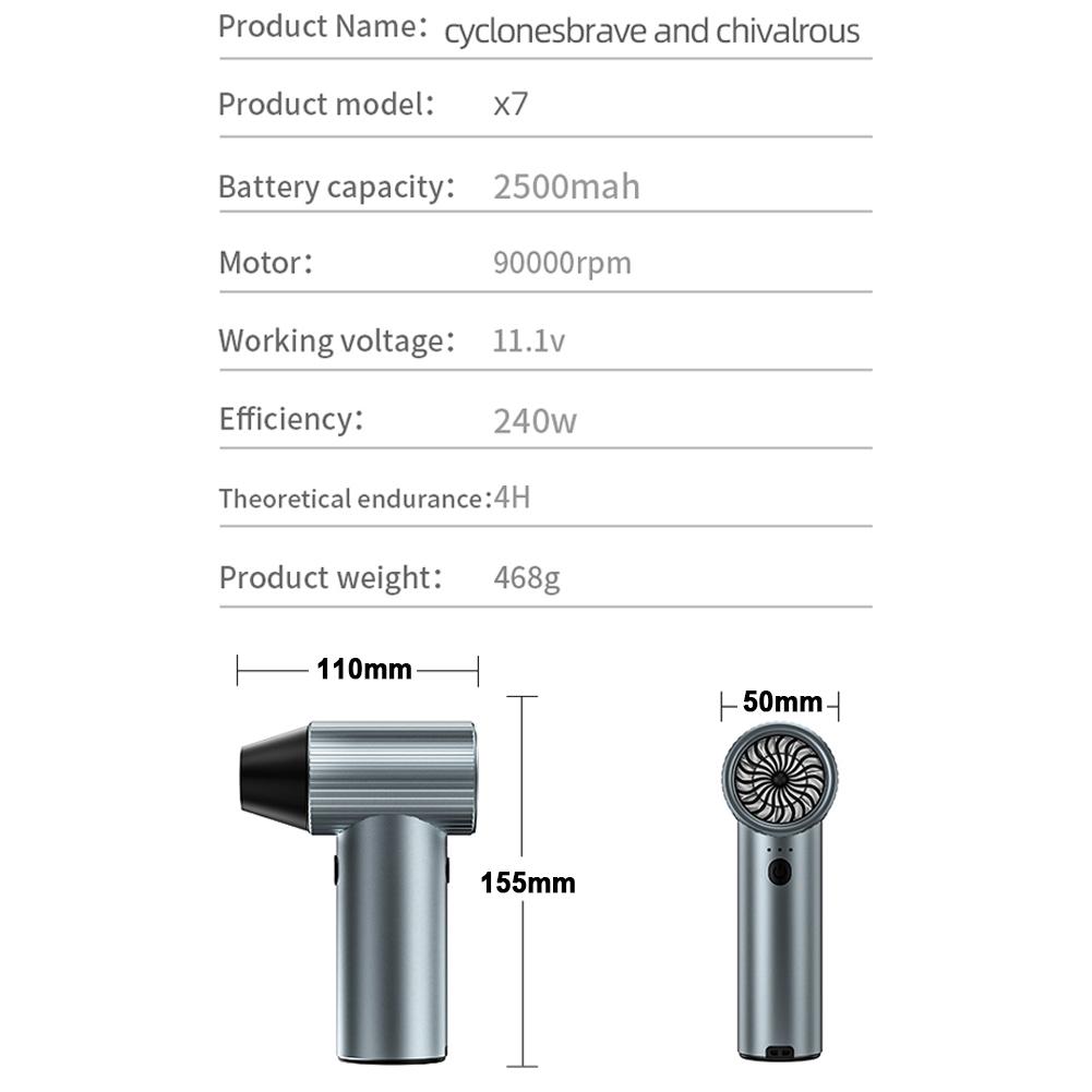 Handheld X7 Jet Fan 90,000RPM 45ms Windspeed 40mm Brushless Motor Ducted Turbofan High Power Duct