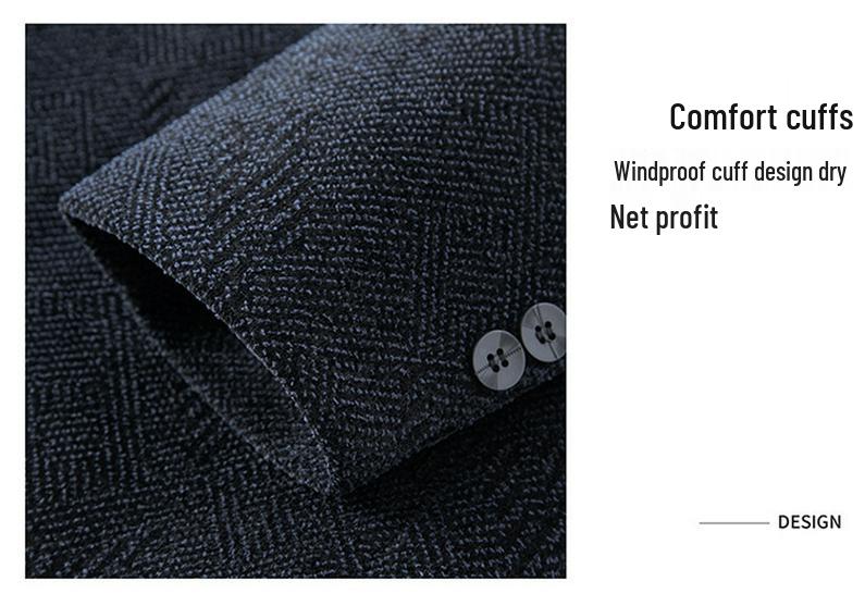 Men's Plush Single-Breasted Wool Coat - Thick, Warm, Stylish Outerwear for Autumn/Winter, Middle-Aged & Elderly Light Business Wear