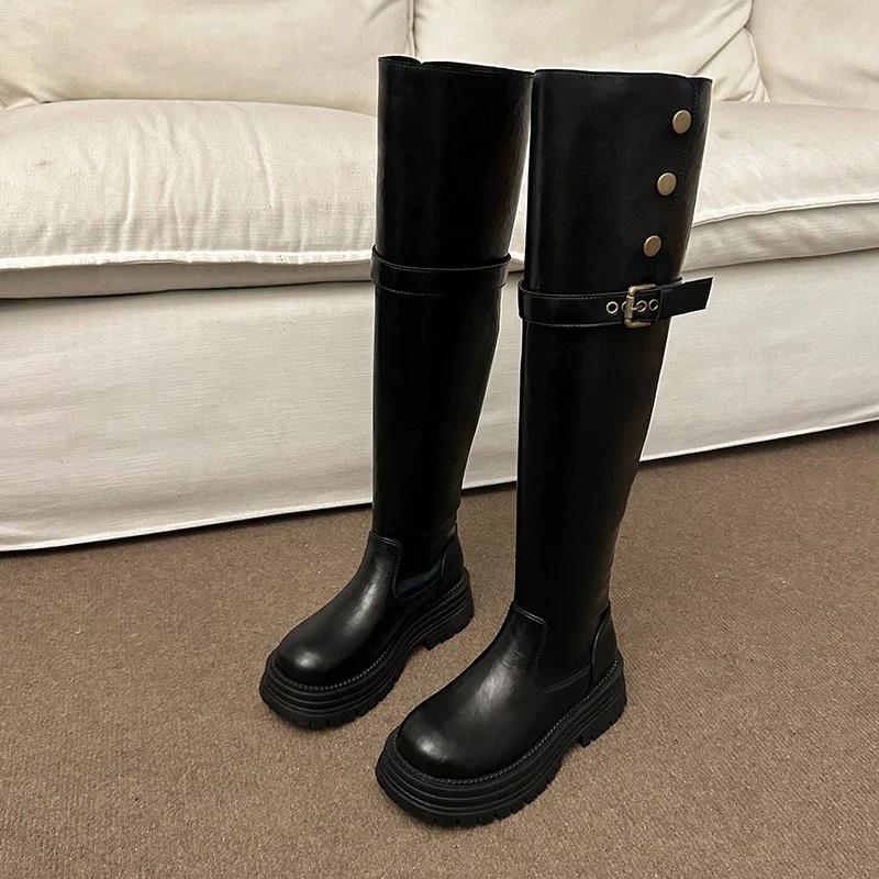 Women's High Over The Knee Boots Trendy Retro Fashion Winter Walking Snowmobile Boots Outdoor 2025 Botas De Invierno Para Mujer