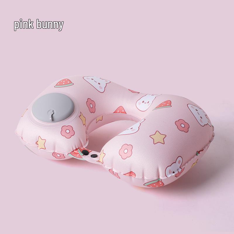 Pressing Inflatable U-Shaped Travel Pillow: Portable Airplane Headrest & Nap Neck Support